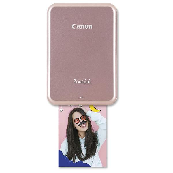 Canon stampante fotografica zoemini rosa che stampa una fotografia