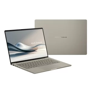 ASUS Notebook Zenbook A14 UX3407QA-QD202W open front view and closed top view